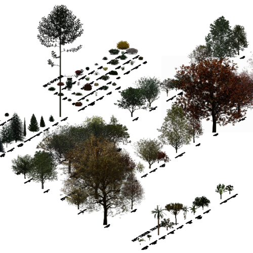 Revit Trees, plants and shrubs RPC families collection