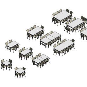 table and chairs types revit model