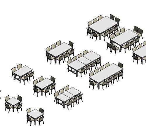 table and chairs types revit model