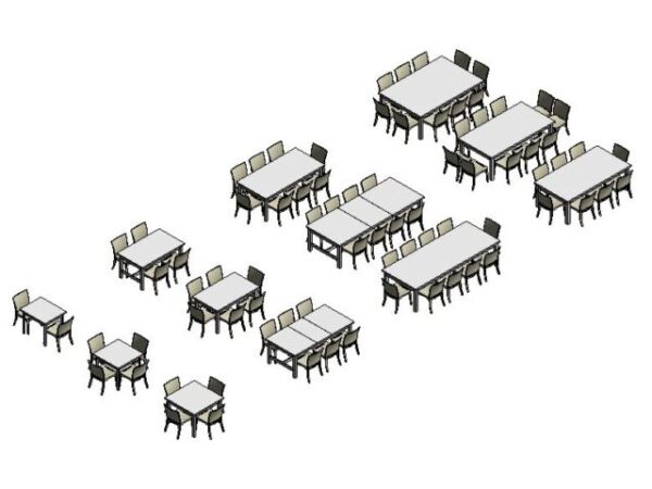 table and chairs types revit model